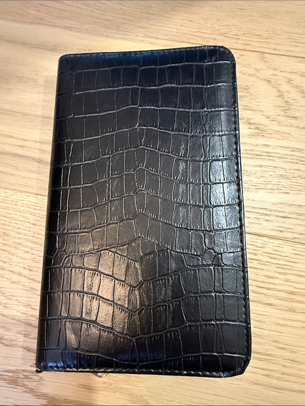 Black Croc-Embossed Faux Leather passport Holder organizer